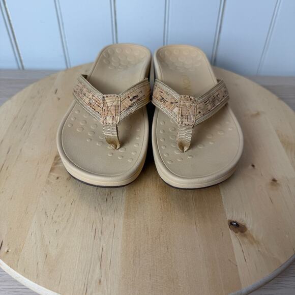 VIONIC Womens Pacific Hightide Platform Sandal Gold Cork Size 5 TVW4895 Comfort - Picture 3 of 14